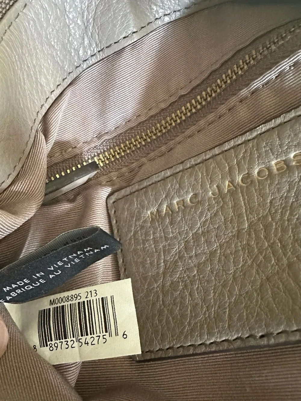 Marc Jacobs Recruit Large Mink Leather Hobo Shoulder Bag Gold Hardware